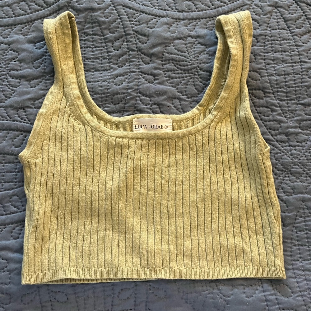 Luca + Grae Green Ribbed Crop Top